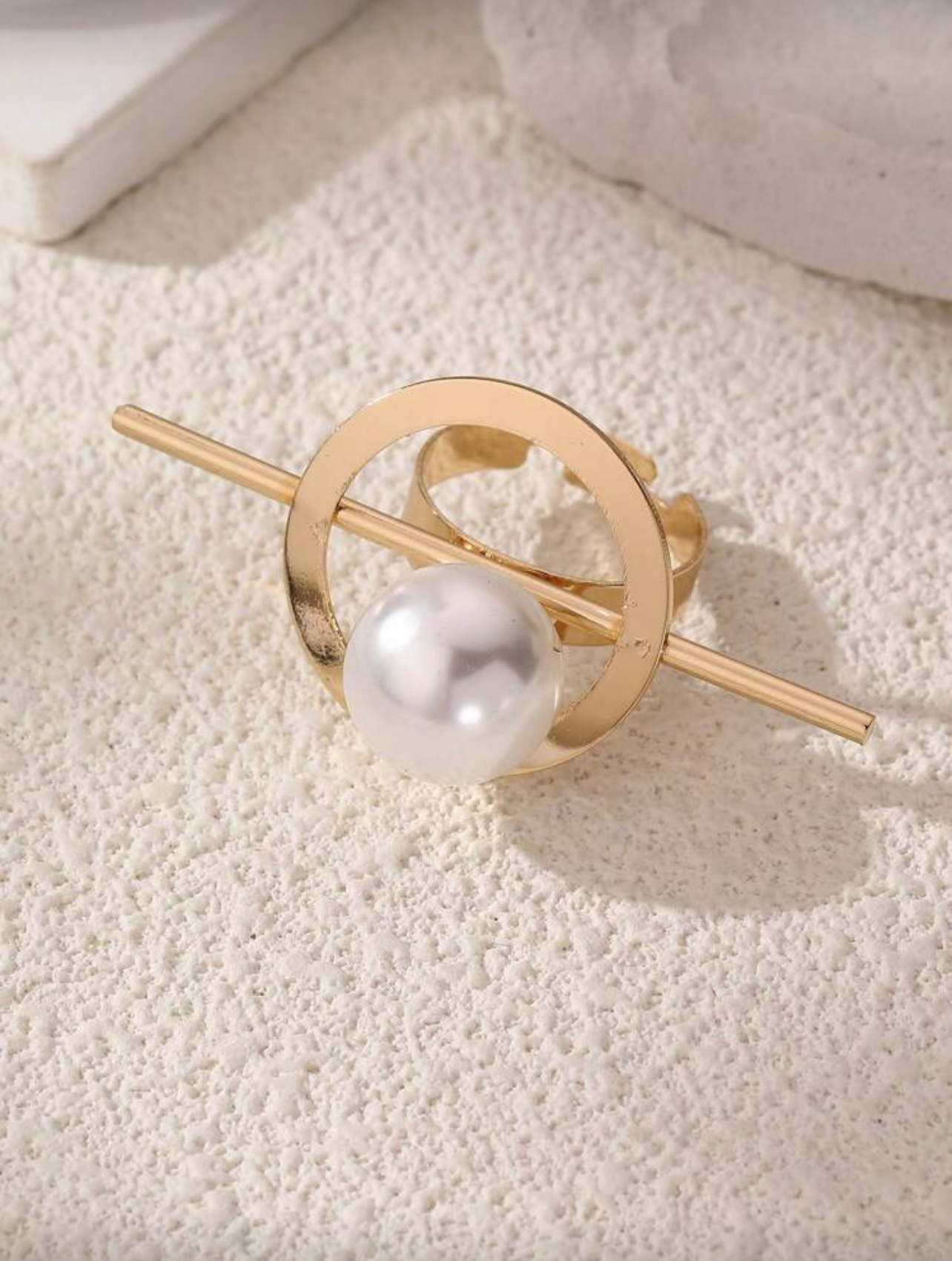 Anillos ajustables dorados con perlas