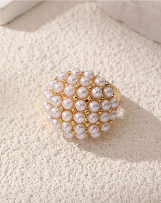 Anillos ajustables dorados con perlas